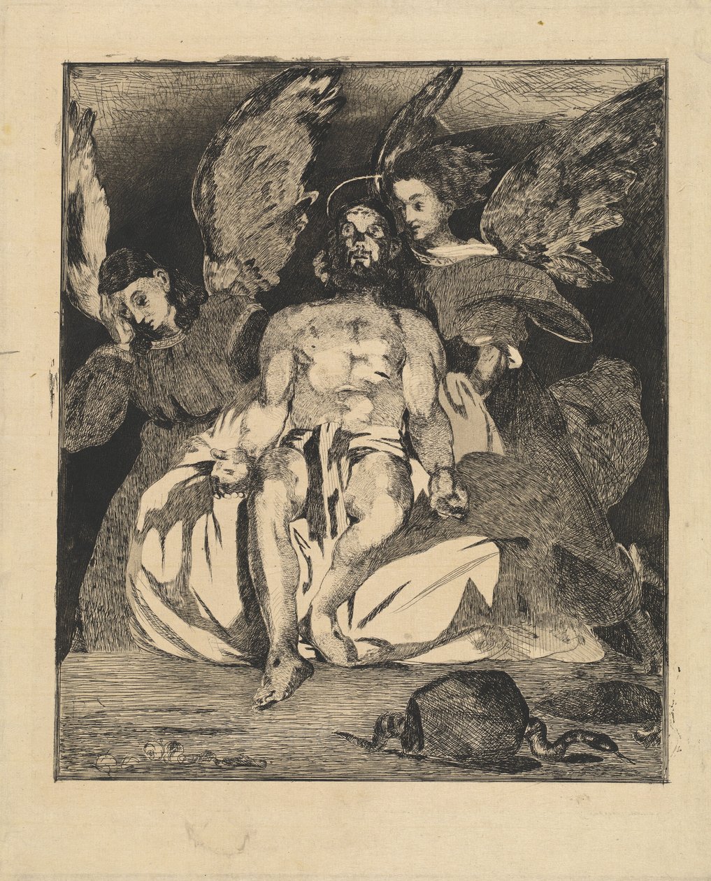 Mrtvý Kristus s anděly (Christ aux anges) od Édouard Manet