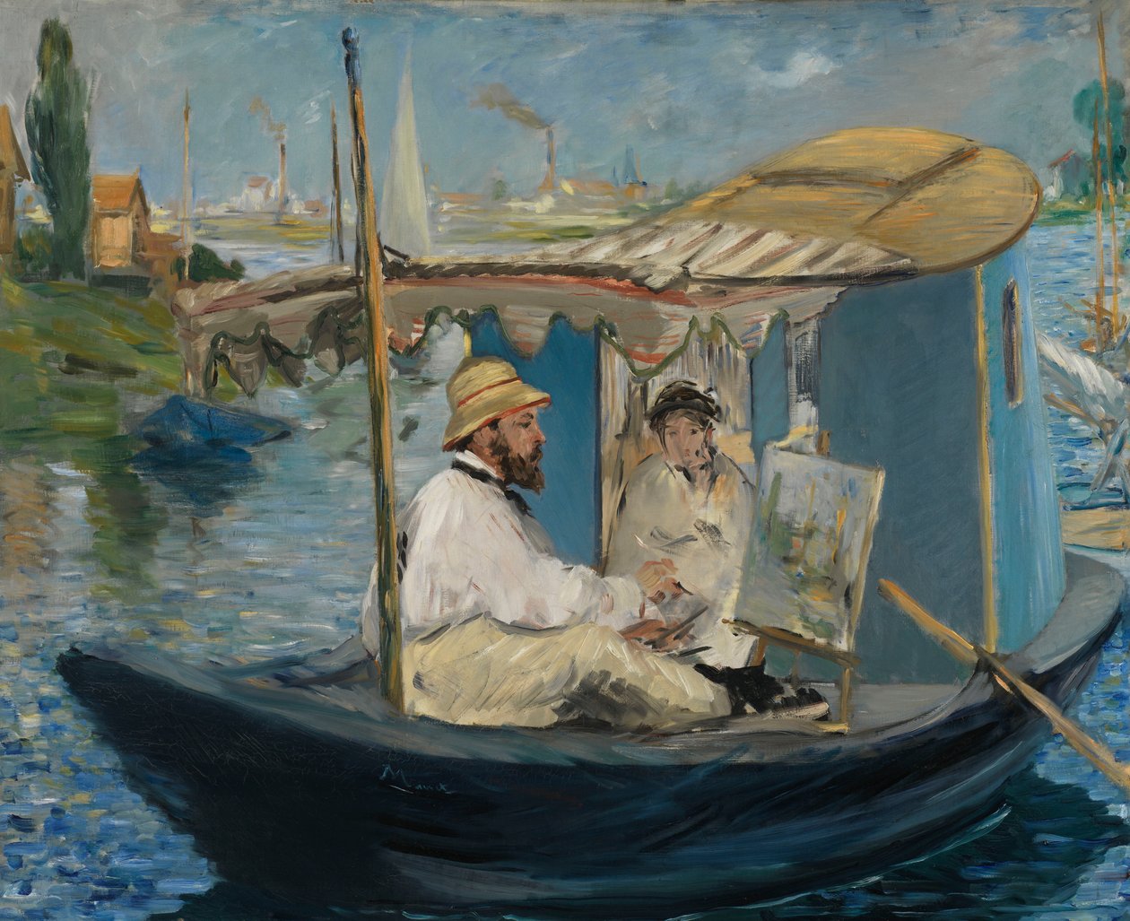 Německy: Die Barke Claude Monet maluje ve svém ateliéru člun od Édouard Manet