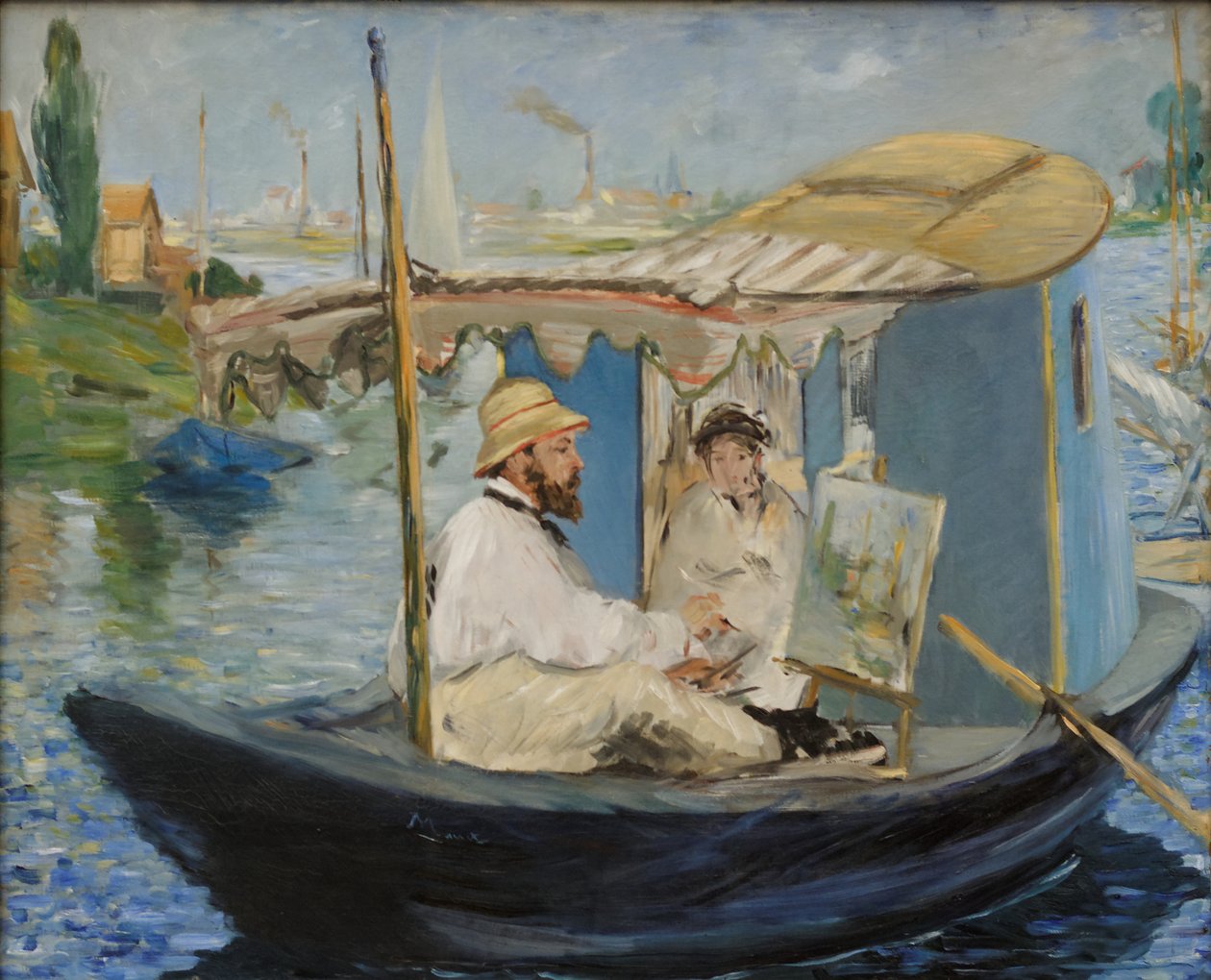 Německy: Die Barke Claude Monet maluje ve svém ateliéru loďku od Édouard Manet