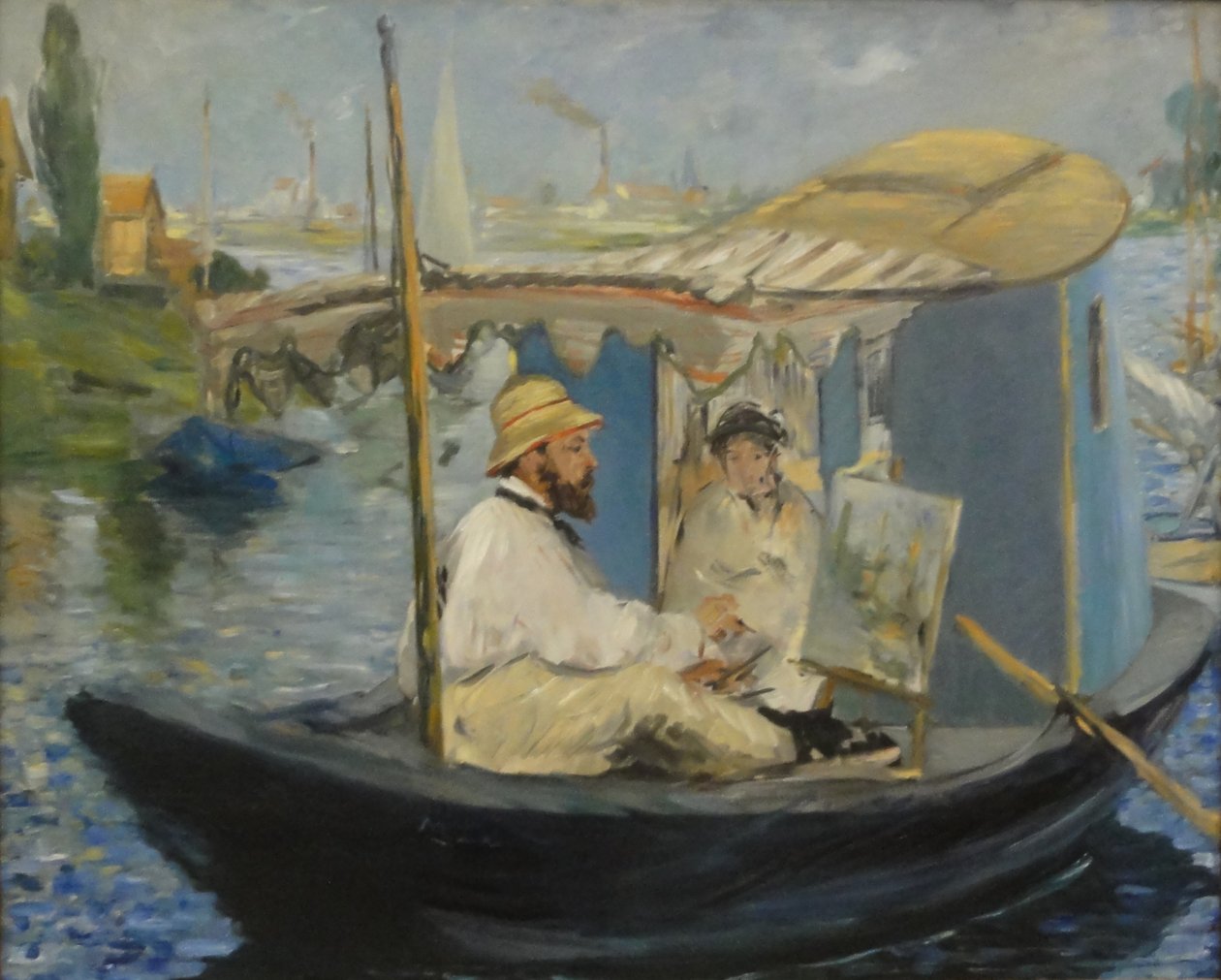 Německy: Die Barke Claude Monet maluje ve svém ateliéru loďku od Édouard Manet