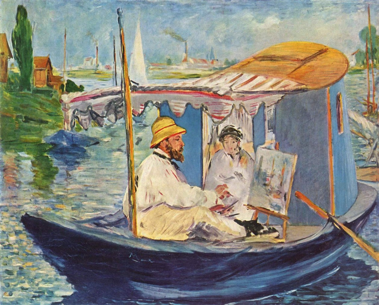 Německy: Die Barke Claude Monet maluje ve svém ateliéru loďku od Édouard Manet
