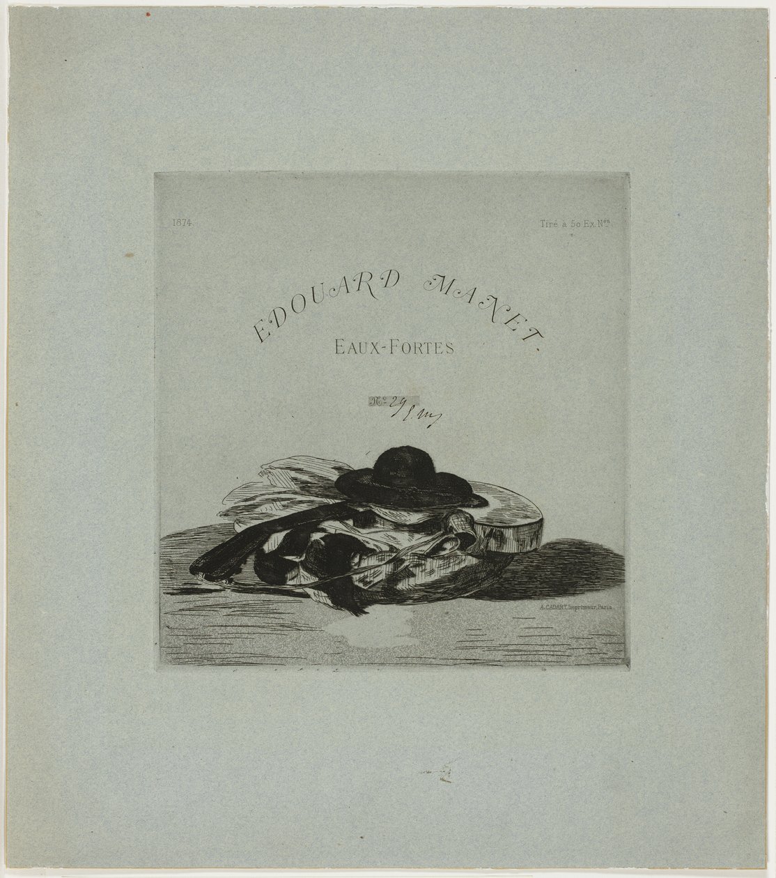 Klobouk a kytara, frontispis k vydání čtrnácti leptů od Édouard Manet
