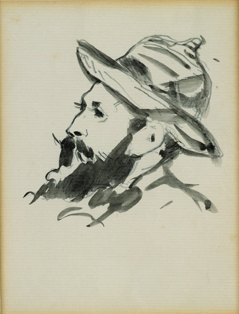 Hlava muže (Claude Monet) 1874 (pero a inkoust na papíře) od Édouard Manet