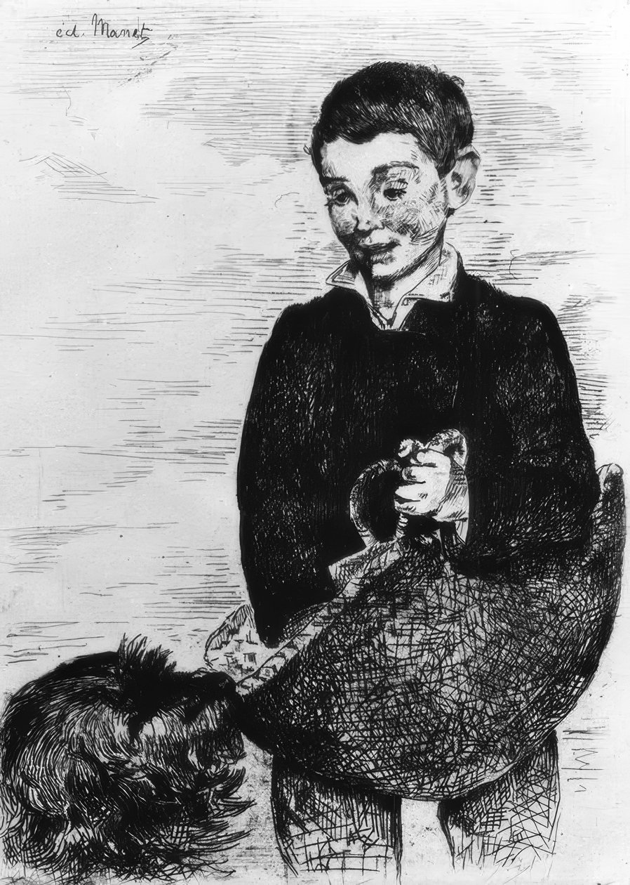 Chlapec se psem od Édouard Manet