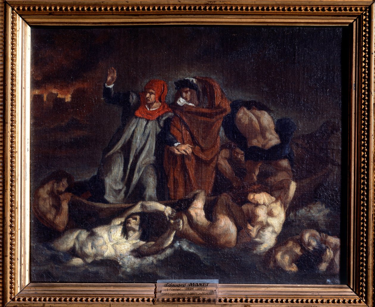Dantova loď aneb Dante a Virgil v podsvětí Obraz Edouarda Maneta (1832-1883) od Eugena Delacroixe. 1854 ne. 0,38 X 0,46 m Lyon, Muzeum výtvarných umění. od Édouard Manet