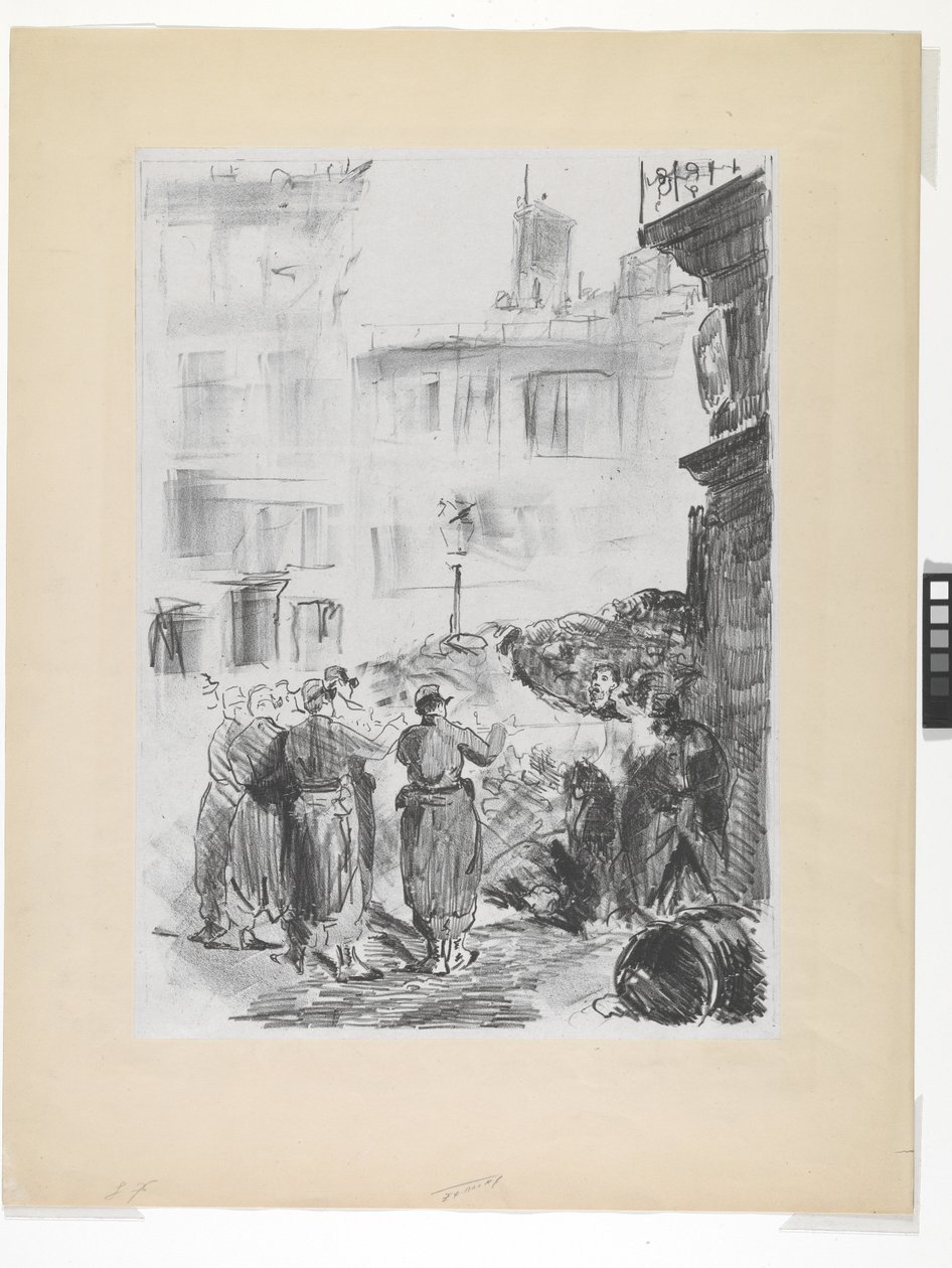 La Barricade (litografie na lepici v Číně) od Édouard Manet