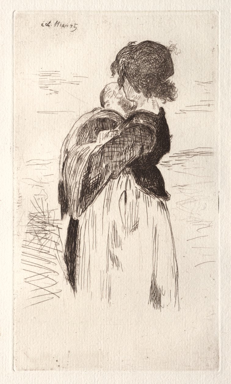 Holčička drží dítě. od Édouard Manet