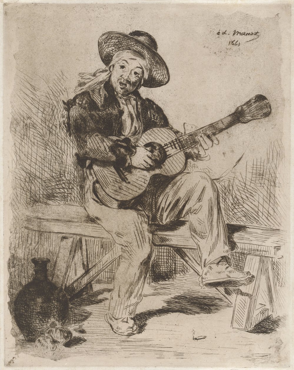Španělský zpěvák aneb Kytarista od Édouard Manet