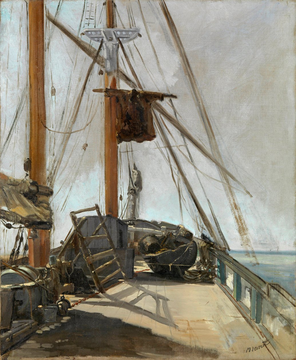 "Paluba člunu"" - Obraz Edouarda Maneta (1832-1883), cca 1860, olej na plátně - Paluba lodi - Olej na plátně Edouard Manet (1832-1883), cca 1860 - 56, 4x47cm - Národní galerie Victoria, Melbourne od Édouard Manet