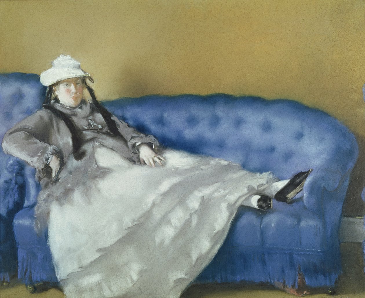 Madame Manet na modré pohovce, 1874 (pastel na papíře) od Édouard Manet