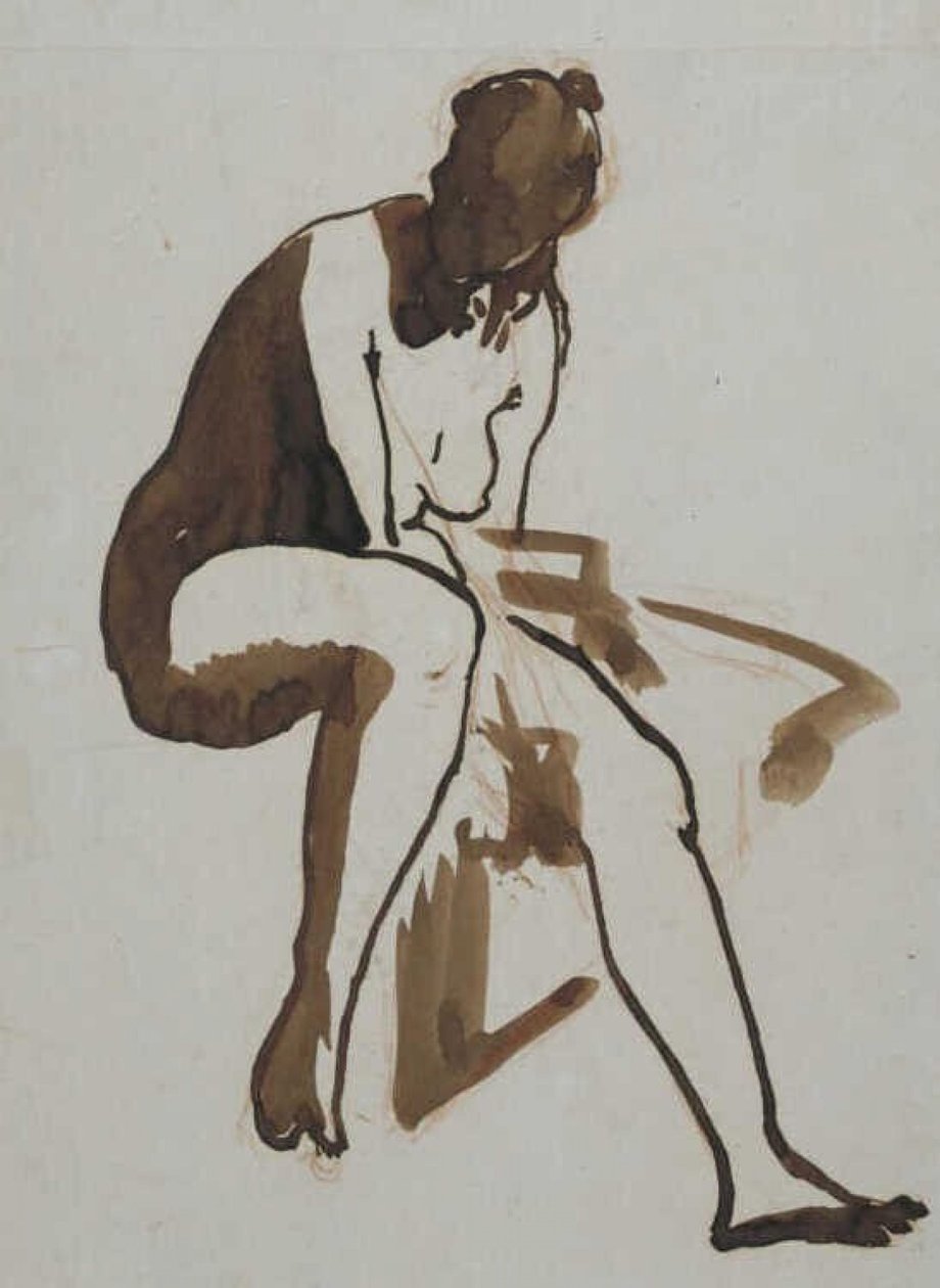 Manet - Sedící koupající se, asi 1858 - 1860 od Édouard Manet