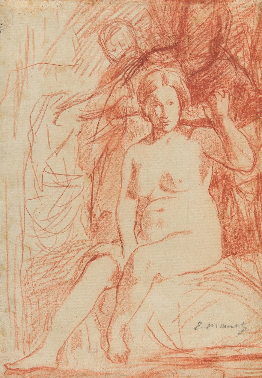 Manet - Studie sedícího aktu (La Toilette), 1858-60 od Édouard Manet