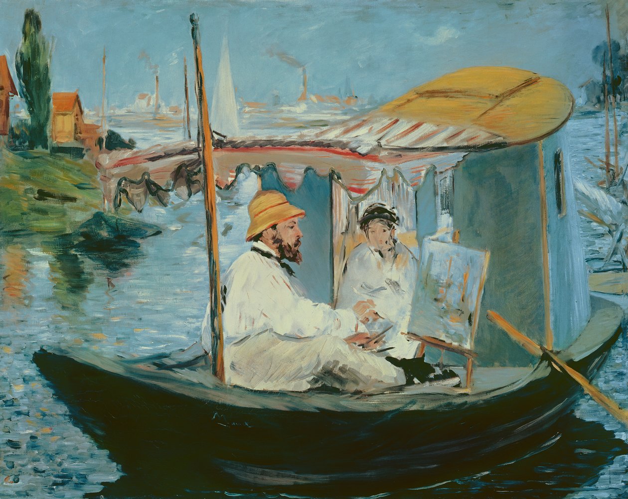 Monet ve svém plovoucím studiu od Édouard Manet