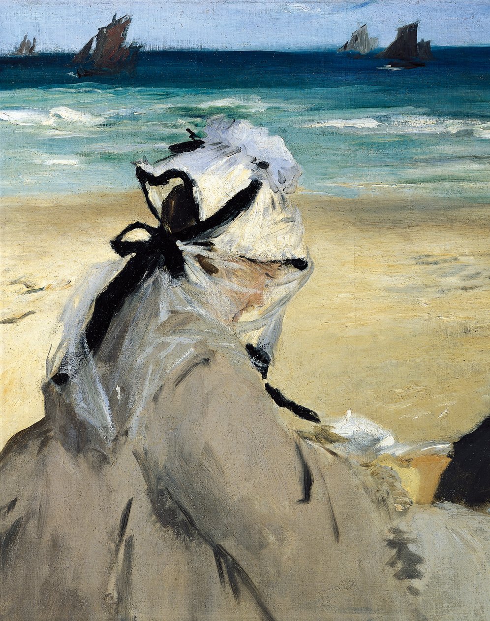 Na pláži, Edouard Manet, detail od Édouard Manet