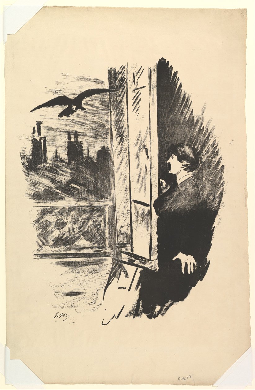 Otevřít zde Vyhodil jsem závěrku. Ilustrace k Havranovi od Edgara Allana Poea, 1875. od Édouard Manet
