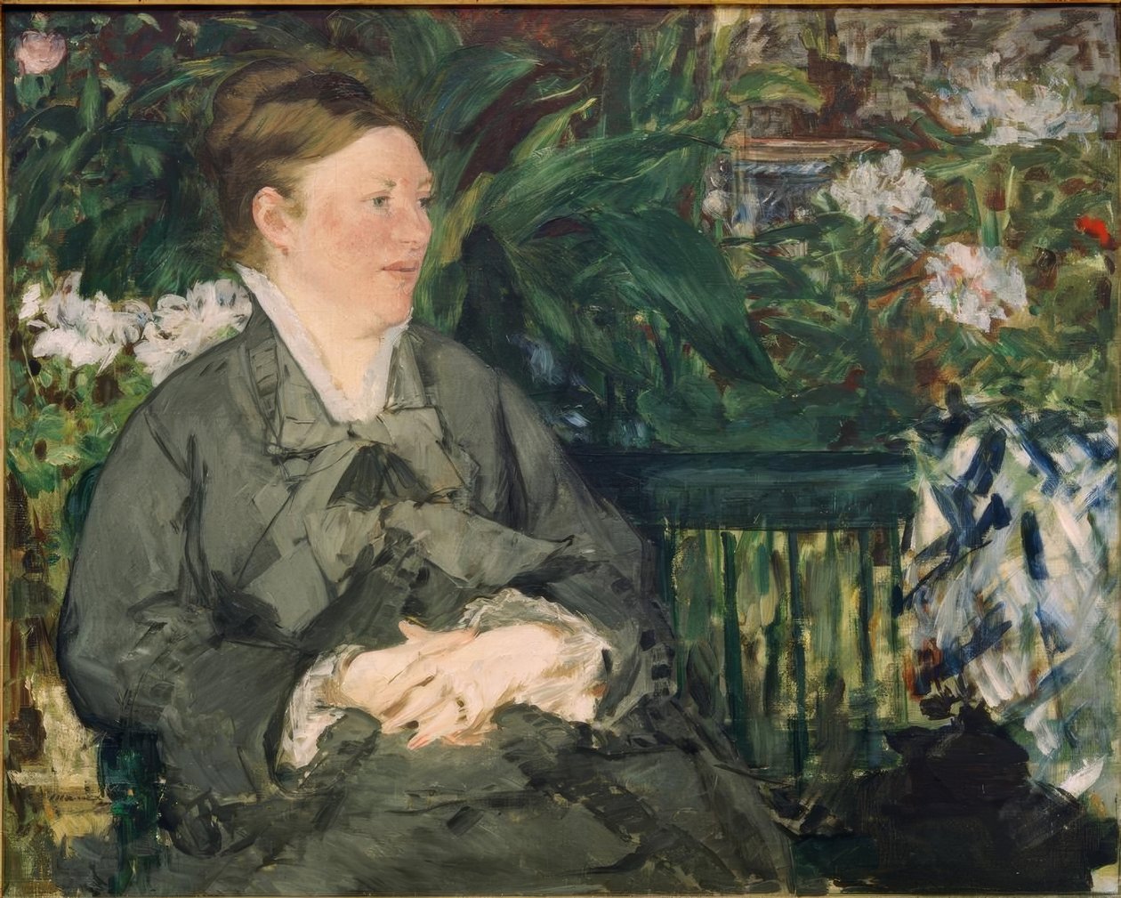 Portrét Madame Manet ve skleníku od Édouard Manet
