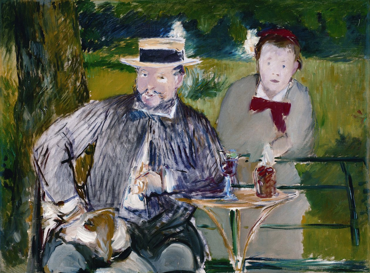 Portrét Ernesta Hoschedea a jeho dcery Marthy, kolem roku 1876 (olej na plátně) od Édouard Manet