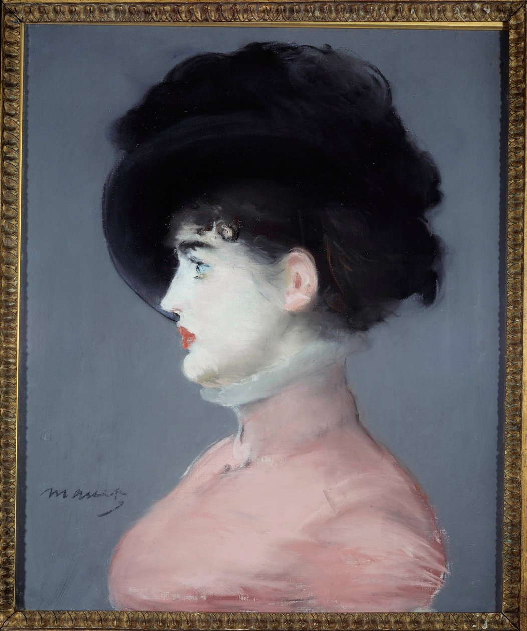 Portrét Vídeňanky nebo Irmy Brunnerové v černém klobouku Pastelový obraz od Edouarda Maneta (1832-1883). 1880-1882. Slunce 0,53x0,44 m Paříž, musee d