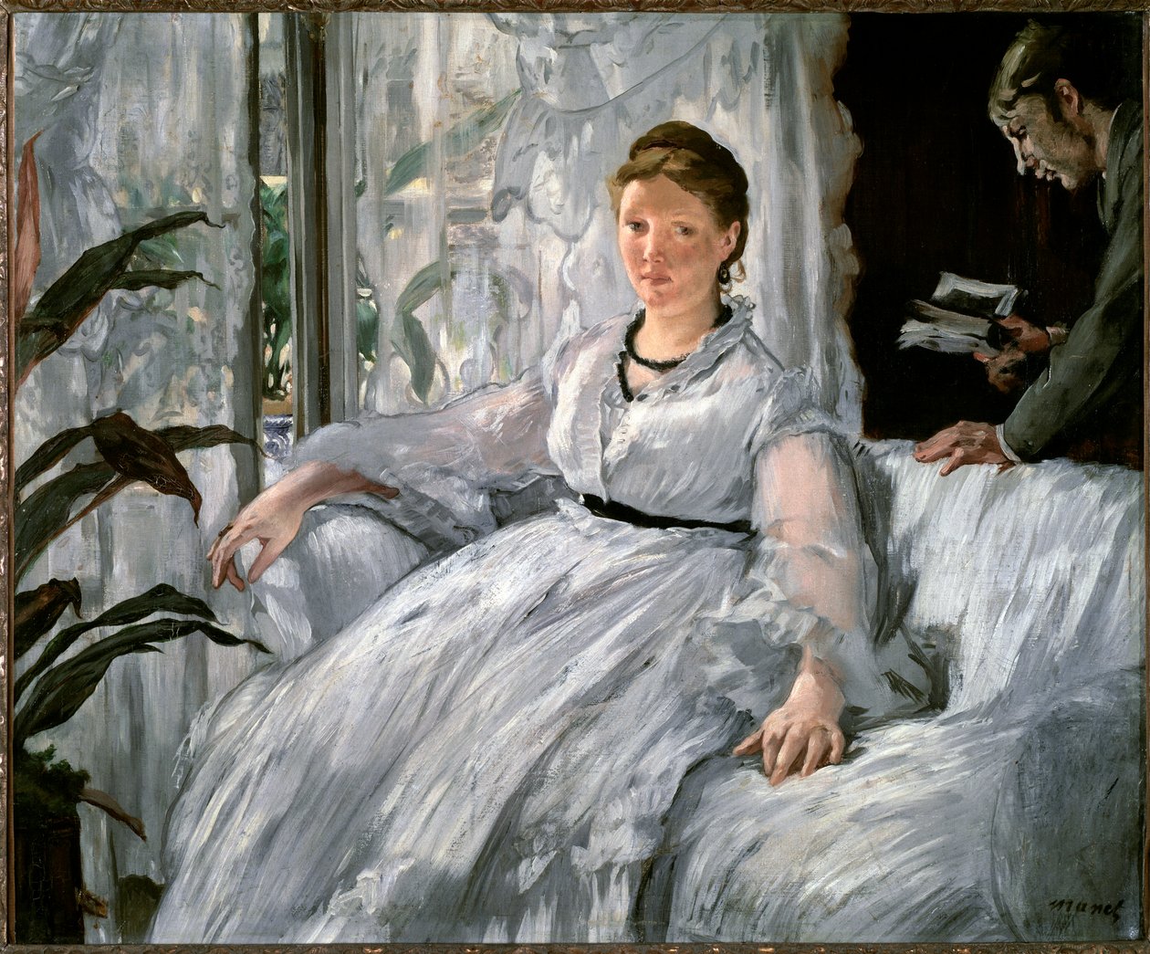 Čtení. (Portréty Suzanne Manetové a jejího syna Leona Koelly-Leenhoffa) - 1865. Olej na plátně od Édouard Manet