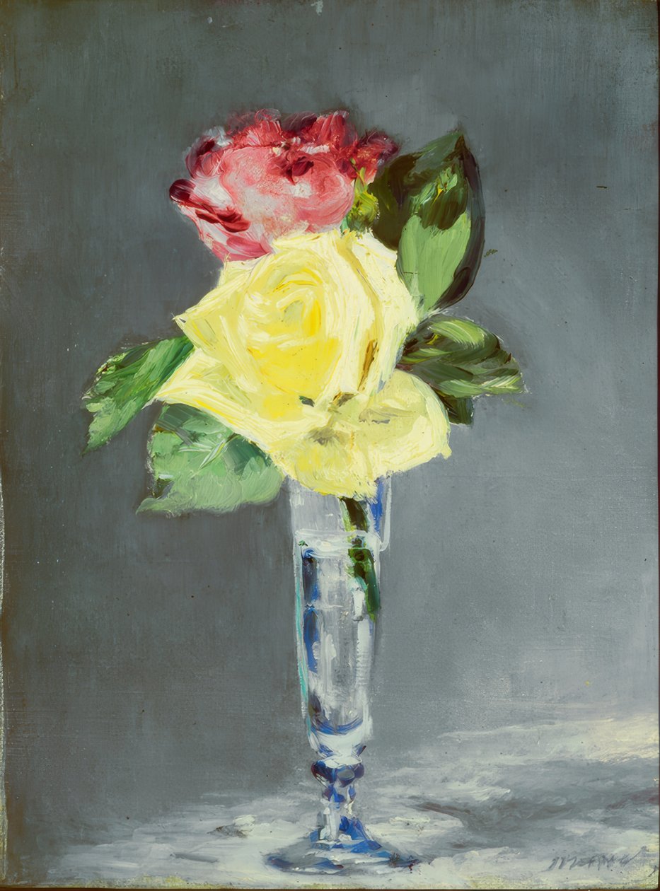 Růže ve sklenici šampaňského od Édouard Manet