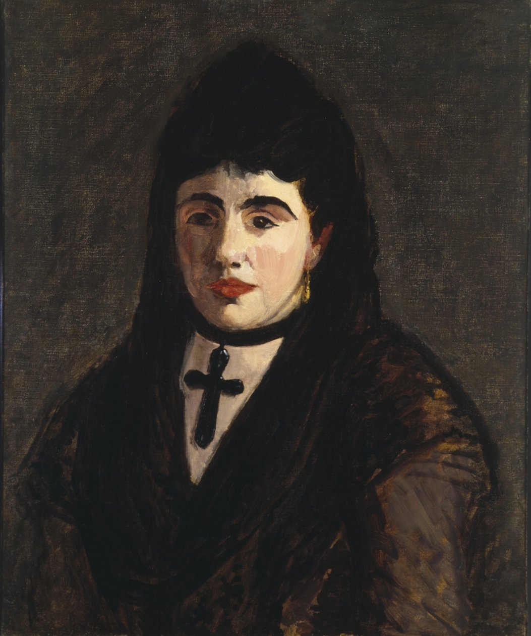 Španělská žena nosí černý kříž od Édouard Manet