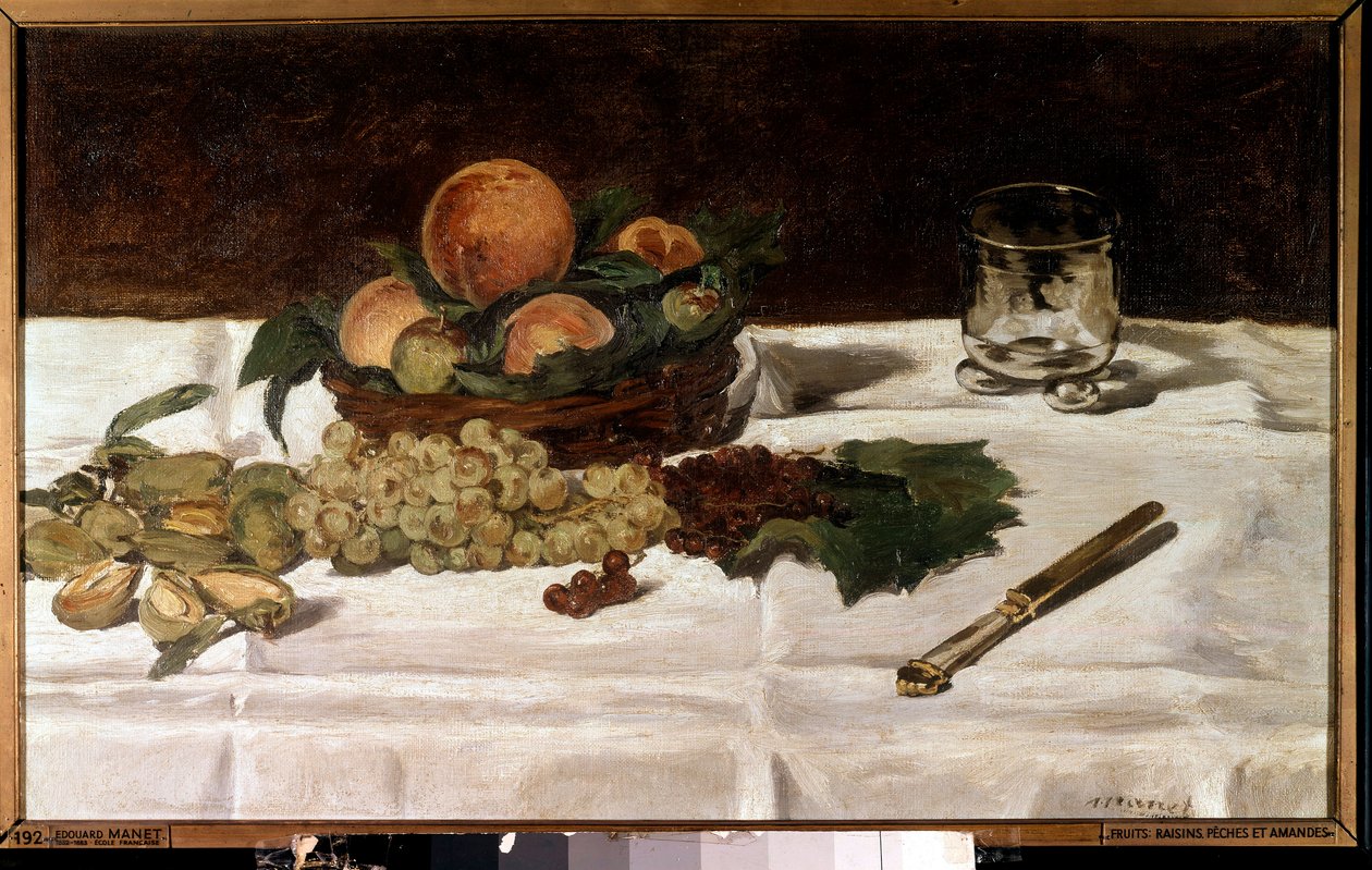 Zátiší, ovoce na stole Malba Edouarda Maneta (1832-1883) 1864 Sun. 0,45x0,73 m Paříž, musee d
