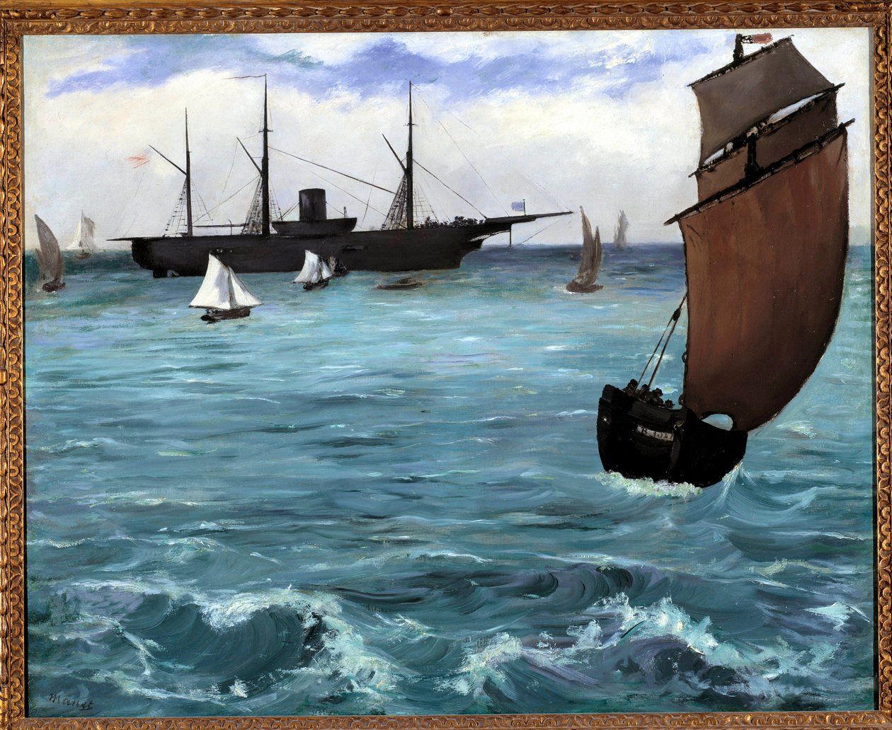 Americká loď Kearsarge má obraz Boulogne sur mer od Edouarda Maneta (1832-1883) 1864. Soukromá sbírka od Édouard Manet