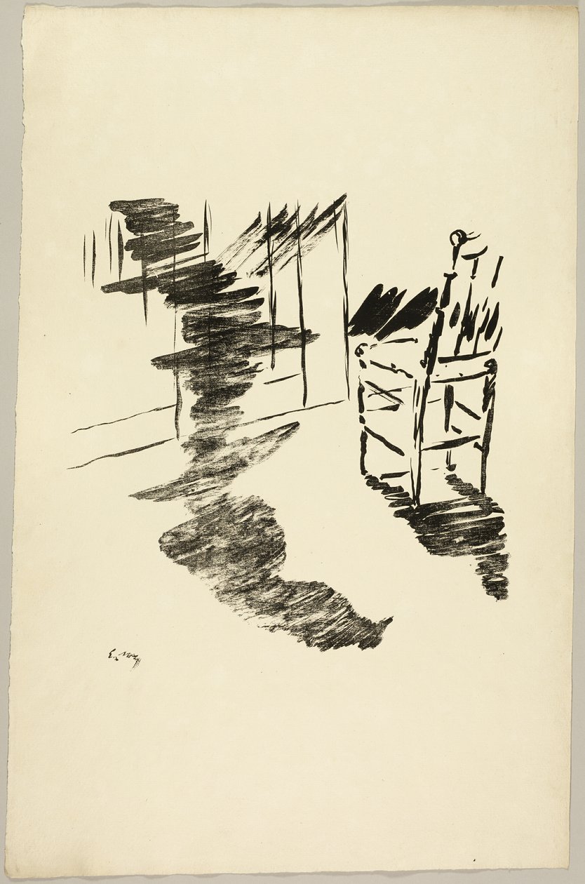 Židle ("Ten stín, který se vznáší na podlaze..."), z The Raven (Le Corbeau) od Édouard Manet