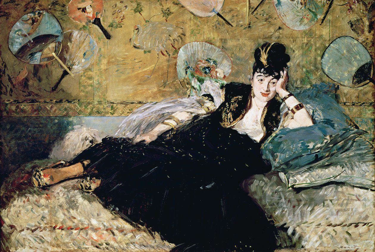 Dáma s vějíři, Portrét Niny de Callias (1844-84) kolem 1873-74 (olej na plátně) od Édouard Manet