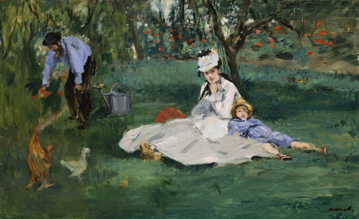 Monetova rodina v zahradě v Argenteuil, 1874 od Édouard Manet