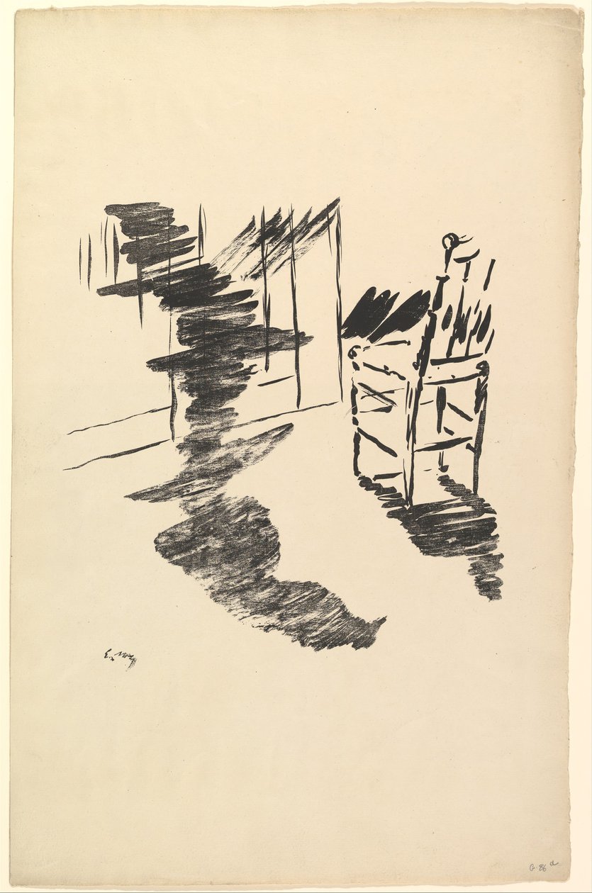 Stín, který leží a vznáší se na podlaze. Ilustrace k Havranovi od Edgara Allana Poea, 1875. od Édouard Manet