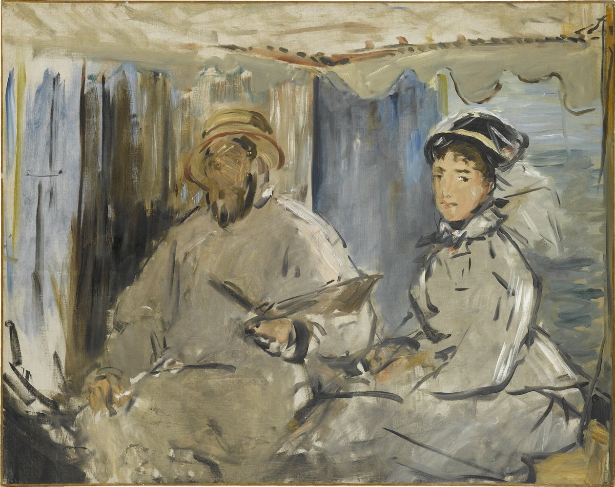 Malíř Monet ve svém ateliéru, 1874 od Édouard Manet