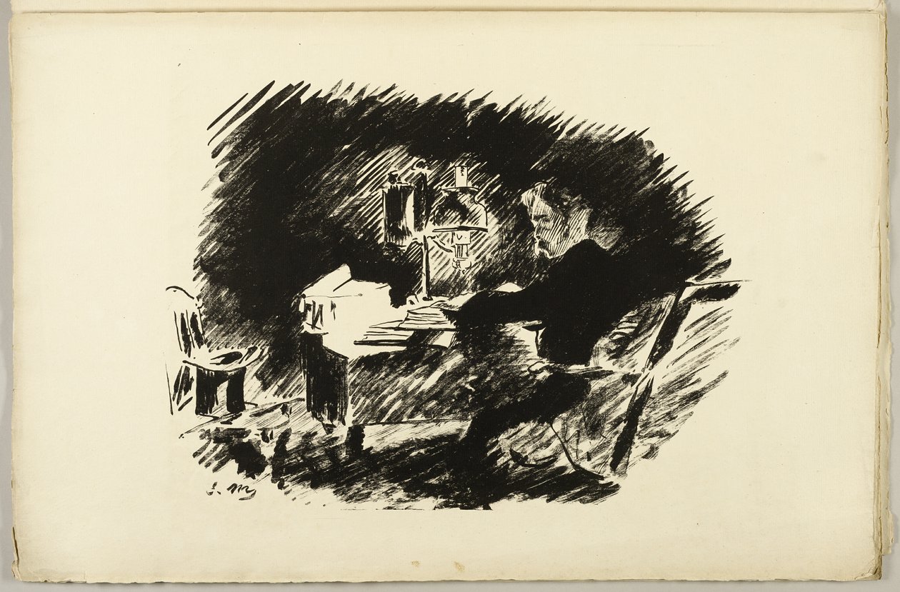 Under the Lamp ("Once upon a půlnoční ponurý..."), z The Raven (Le Corbeau) od Édouard Manet