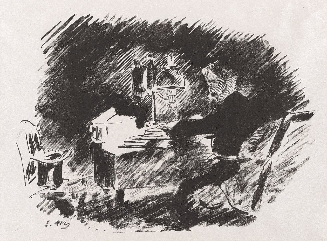 Pod lampou, z překladu Havrana Edgara Allana Poea od Stéphana Mallarmého od Édouard Manet