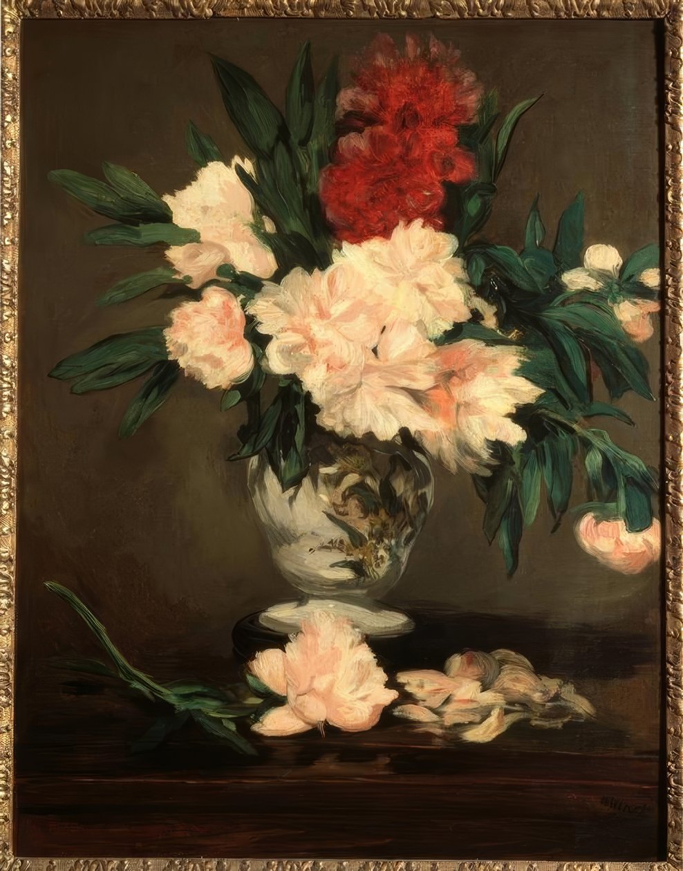 Váza s pivoňkami na podstavci od Édouard Manet