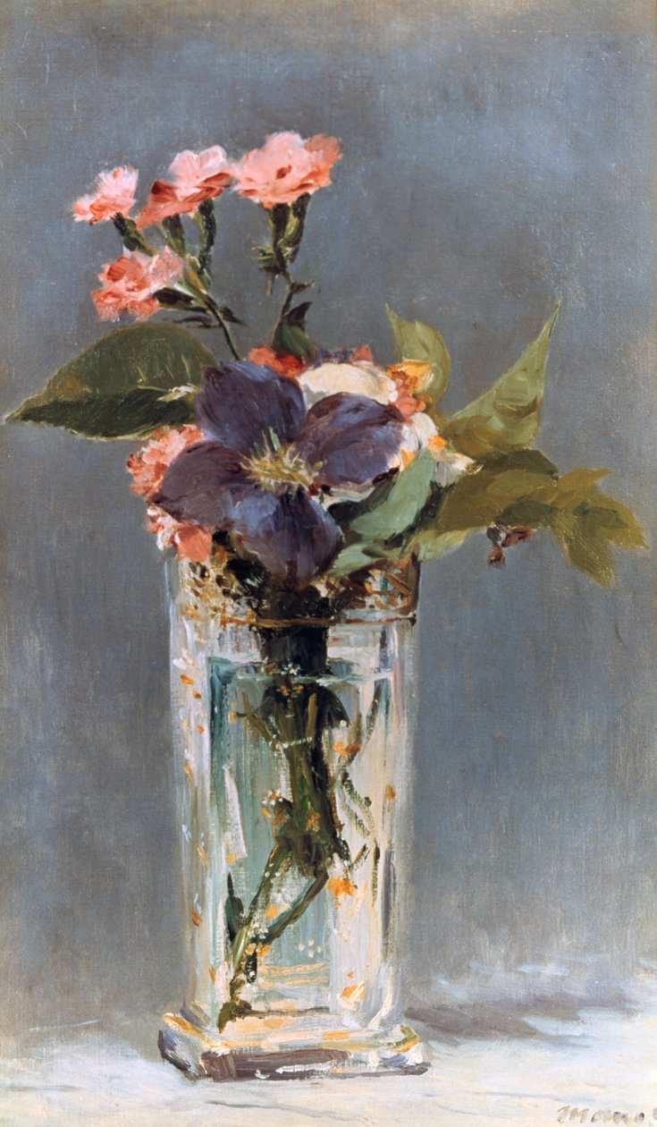Fialky a Clematis v křišťálové váze, 1882 od Édouard Manet