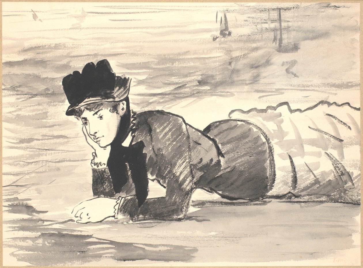 Žena ležící na pláži. Annabel Lee od Édouard Manet