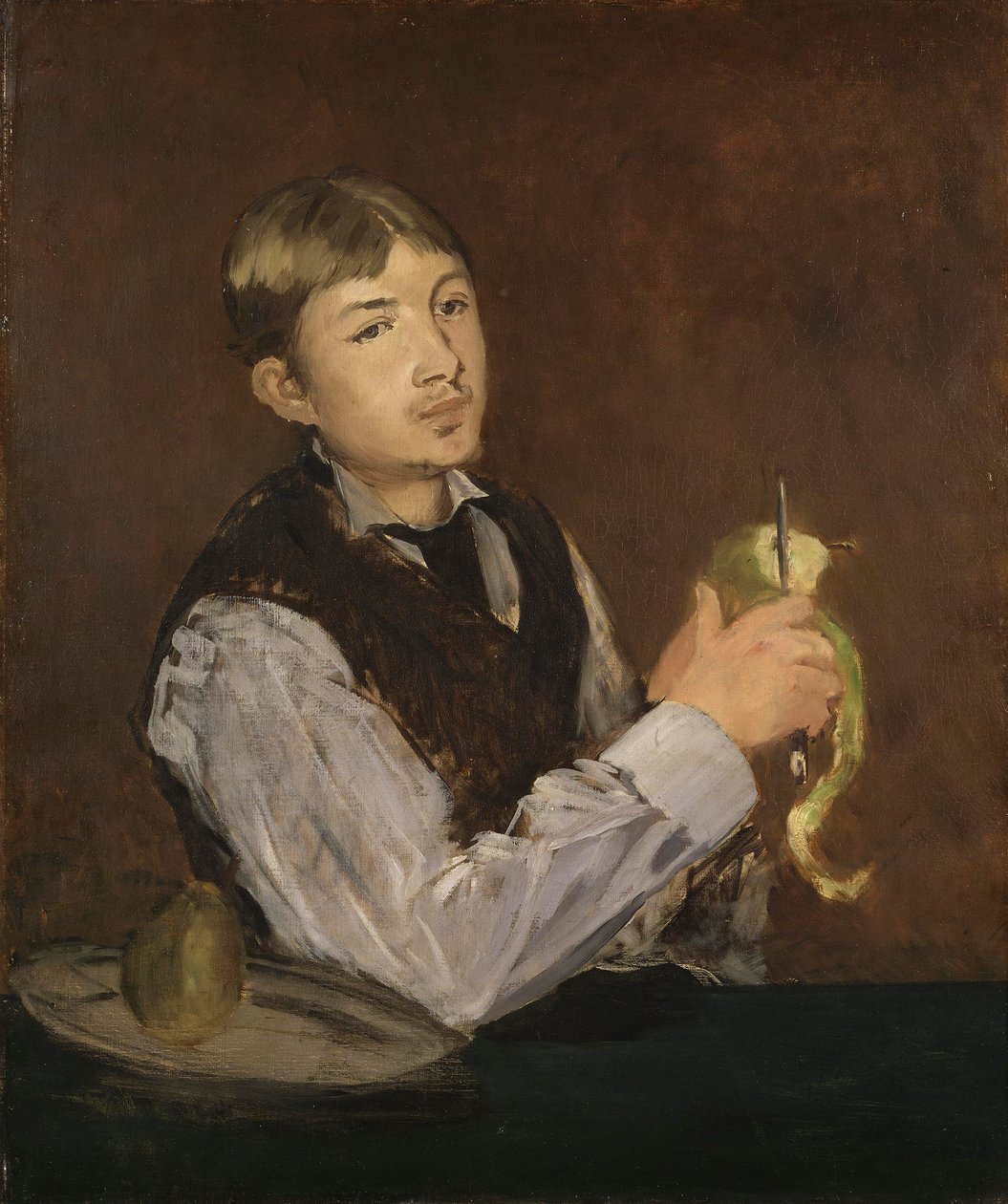 Mladý chlapec loupání hrušky, kolem roku 1867 od Édouard Manet