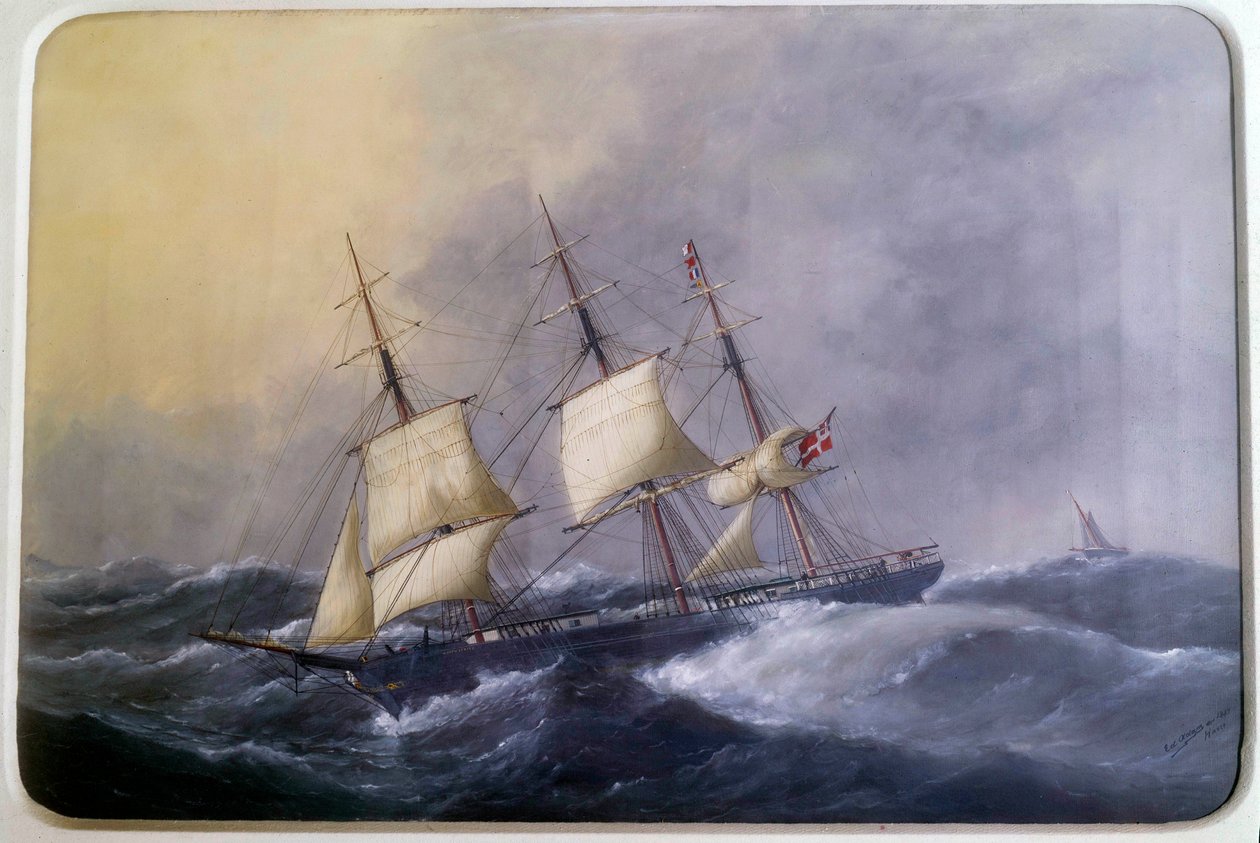 A Three Mats of Commerce v roce 1882 Akvarel od Edouarda Adama (1847-1929) 1882 Paříž, Musee de la Marine od Edouard Marie Adam