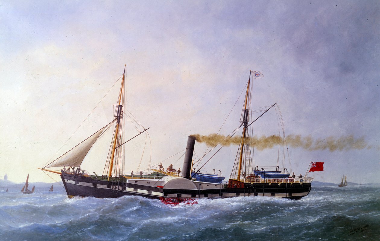 Parník Johna Bulla. Obraz Edouarda Adama (1847-1929) Paříž 19. století, Musee de la Marine od Edouard Marie Adam