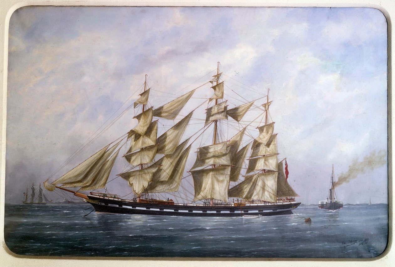 Rossdhu, tři anglické rohože se suchou plachtou Akvarel od Edouarda Adama (1847-1929) 1882 Paříž, Musee de la Marine od Edouard Marie Adam