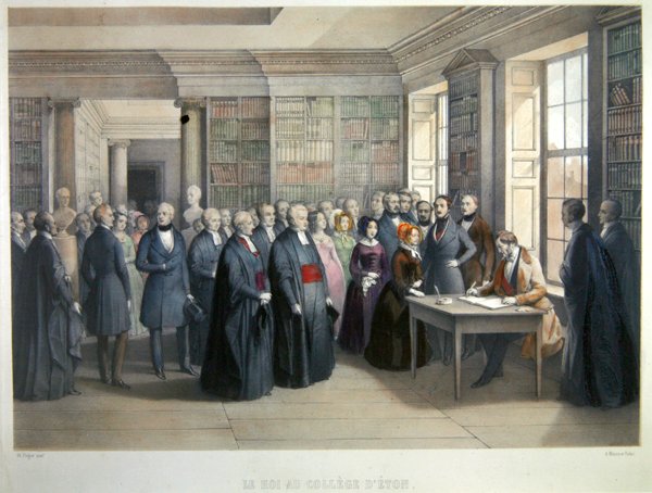 Král Louis-Philippe podepisuje návštěvní knihu během své návštěvy Eton College dne 10. od Edouard Pingret