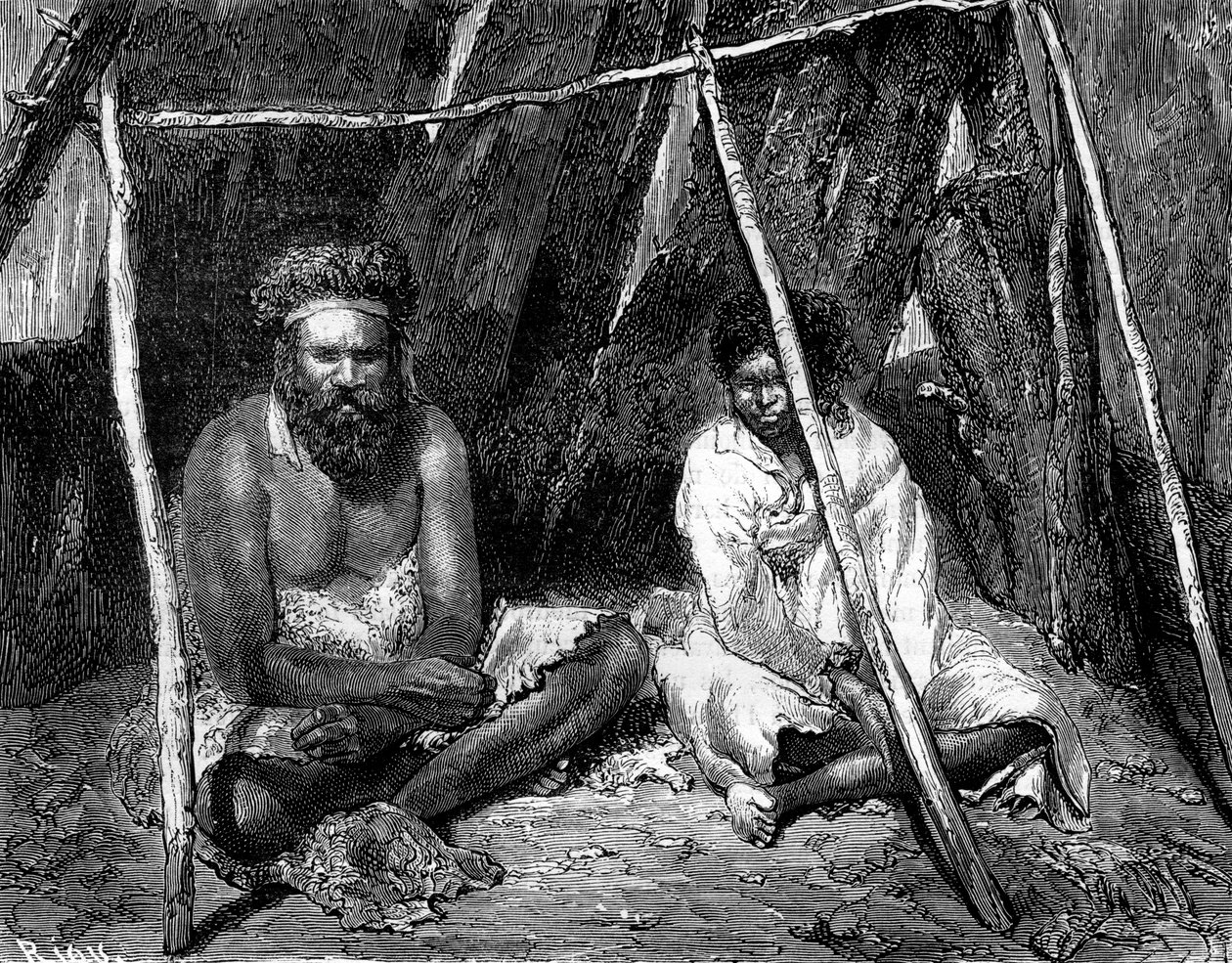 Australští domorodci, 1886. od Edouard Riou