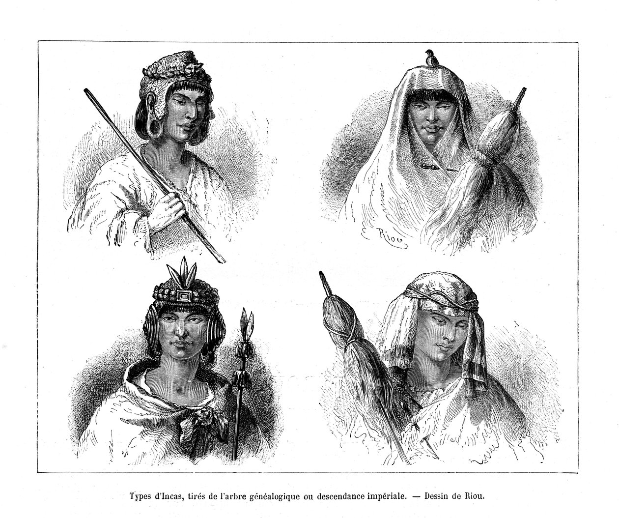 Typy Inků, Peru, 19. století od Edouard Riou