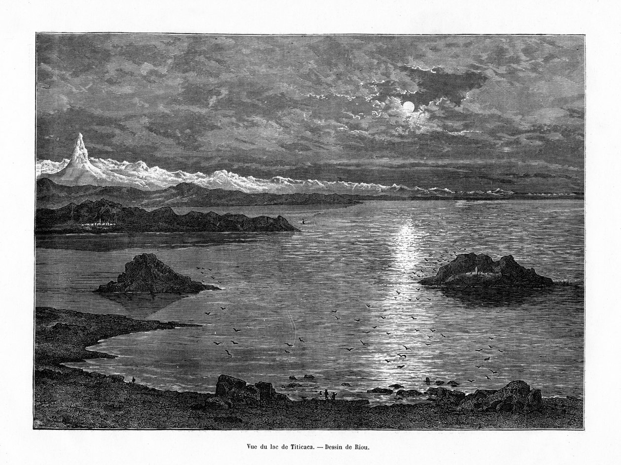 Jezero Titicaca, Jižní Amerika, 19. století od Edouard Riou