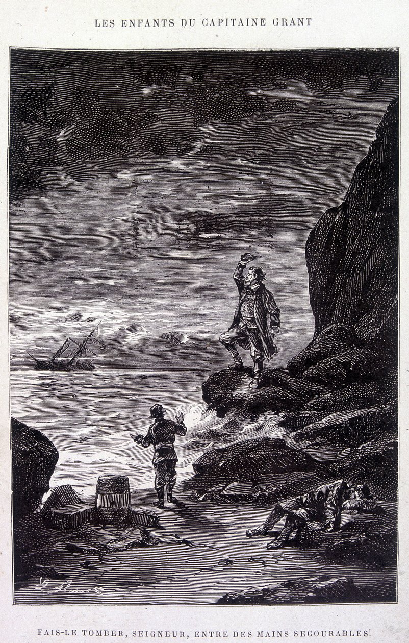 Vezmi ho dolů, Pane, do rukou sklíčených! v “Les Enfants du Capitaine Grant”” od Julese Verna od Edouard Riou