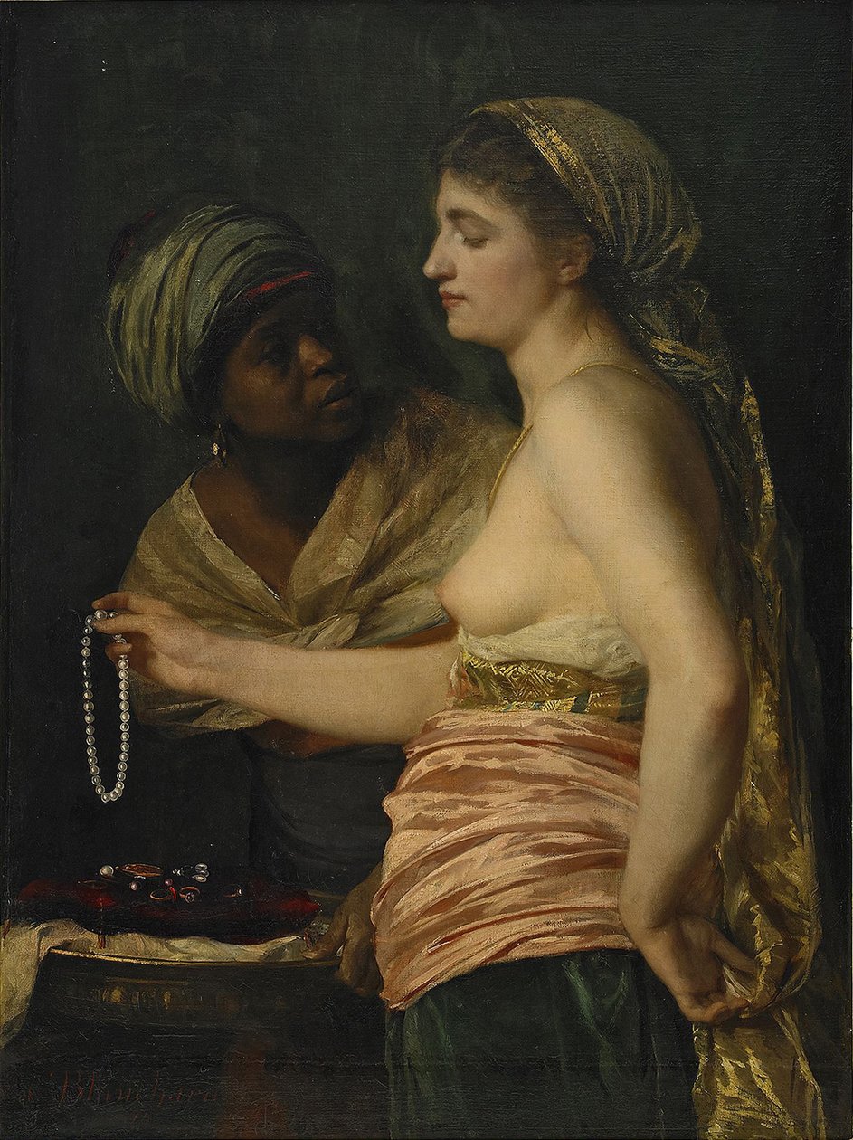 Dívka s perlovým náhrdelníkem, 1874 od Edouard Theophile Blanchard