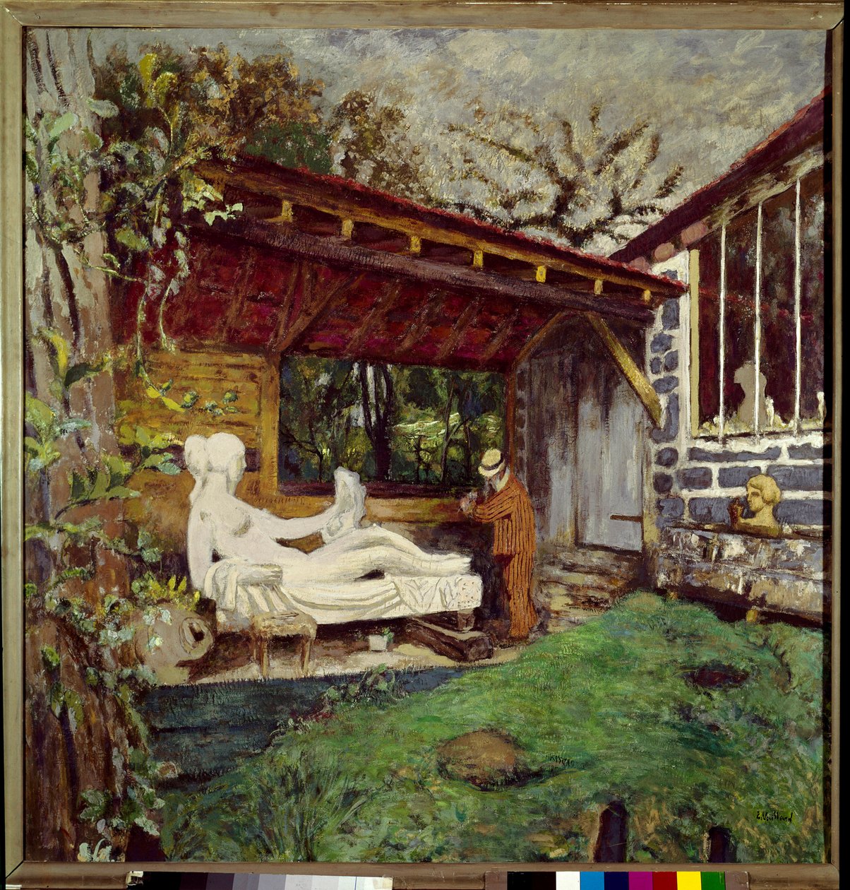 Aristide Maillol dokončující sochu na počest Paula Cezanna, 20. století (olej na plátně) od Edouard Vuillard