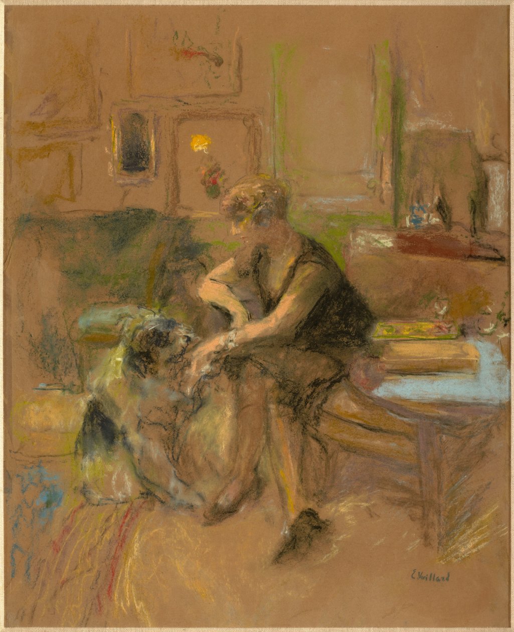 Gabrielle Jonas si hraje se psem od Edouard Vuillard
