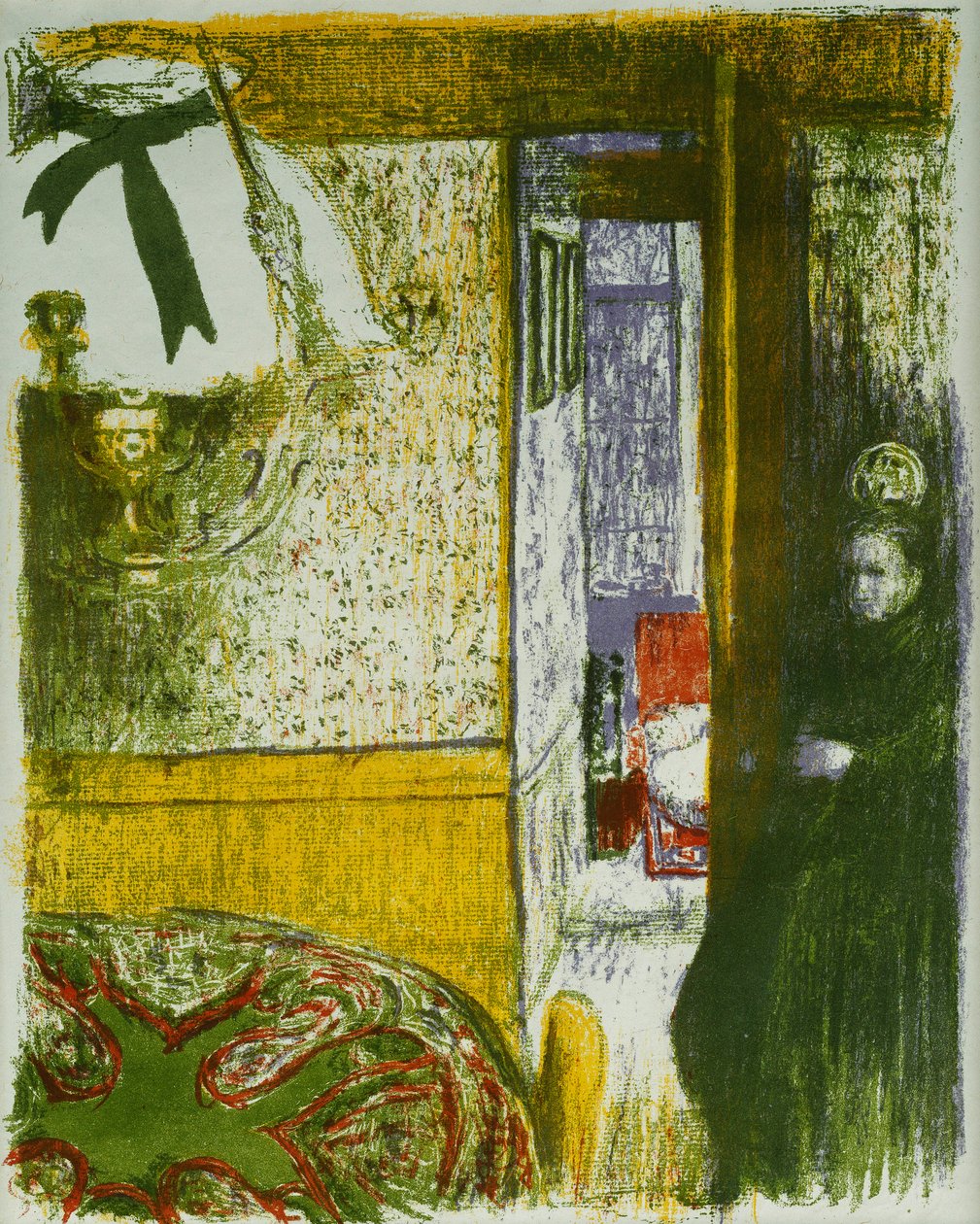 Interiér se závěsnou lampou, od Krajiny a interiéry; Interieur a la Suspension, z Paysages et Interieurs, 1899 od Edouard Vuillard